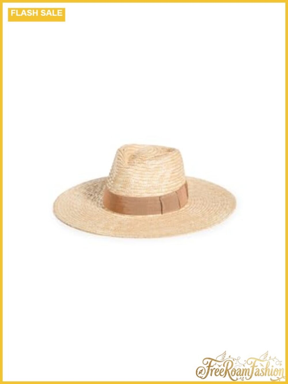 Woven Straw Sun Hat Wide Brim Grosgrain Band Casual